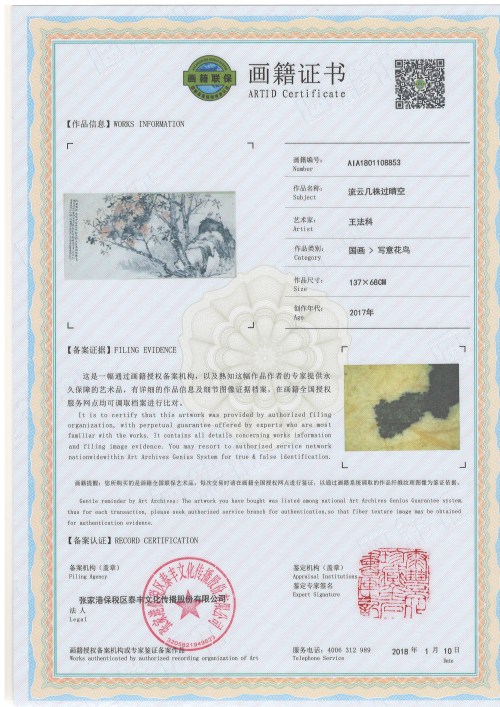 流云几株过晴空-证书