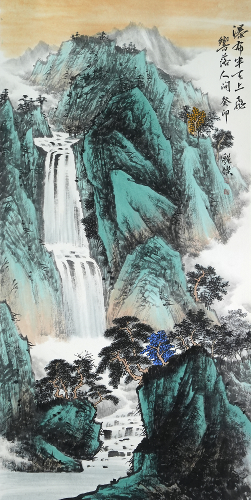 瀑布风去上飞响落人间