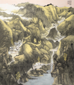 祥云初起禅音绕，清溪微波荡泉聲