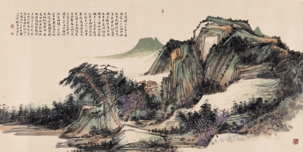 千涛跃江千叠山