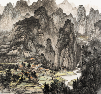 雨过山峰泼濃黛
