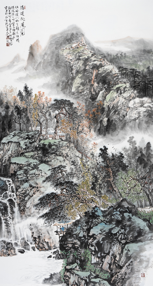 清溪松峰图
