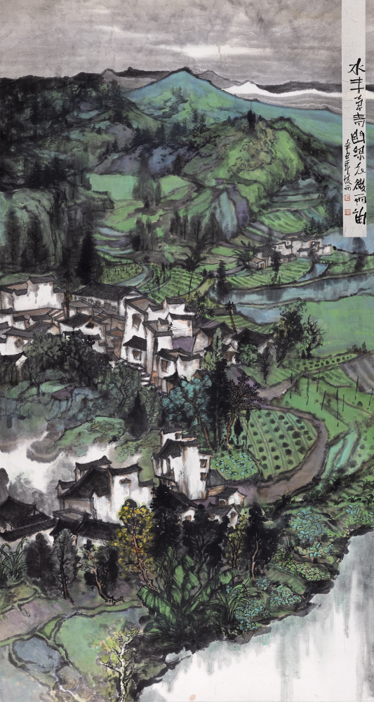 水丰草青幽，绿衣微雨岫