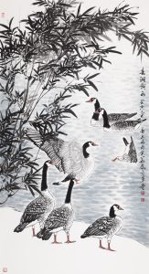 春湖戏水