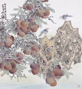 柿叶满庭红颗秋