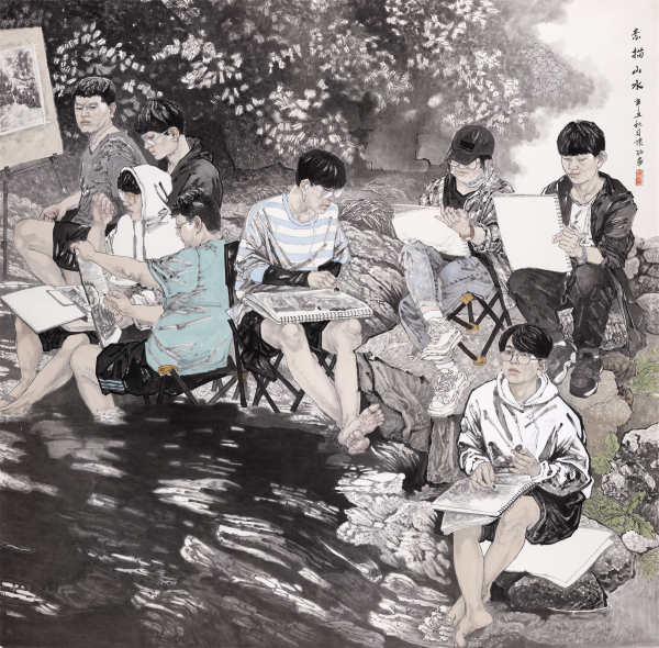 素描山水