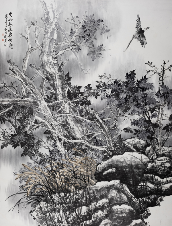 空山林幽鸟惊飞