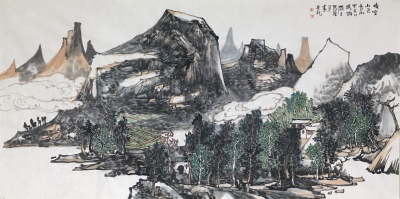 晴空山色
