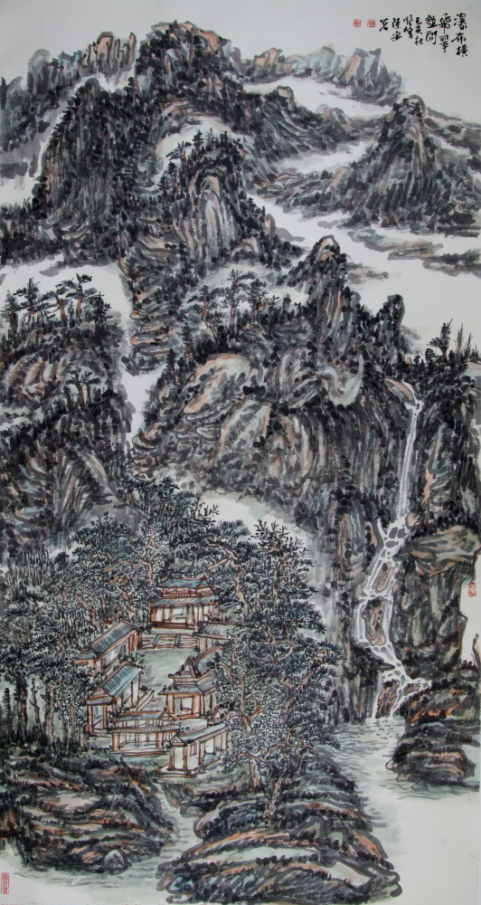 瀑布横飞翠壑间